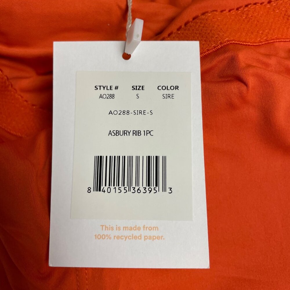 Andie Ribbed One-Piece Swimsuit in Bright Orange - Picture 8 of 9